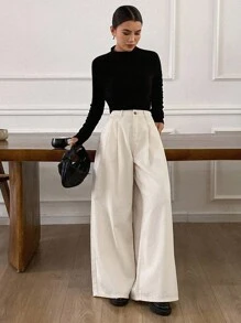 DAZY New Loose Casual White Wide-Leg Women Jeans, Autumn