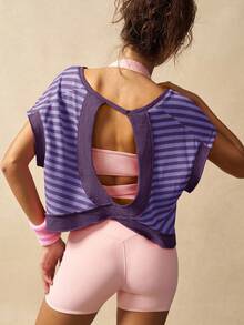 VARSIVA Casual Striped Sports Tank In Multicolor Knitted Fabric With Round Neck And Regular Length - Multicolor - View 5