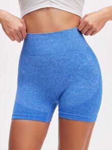 Easify SHEIN Sport Pantalones cortos deportivos con cintura ancha, shorts azul para mujer, shorts para sudadera, shorts de gimnasio, shorts de ciclista