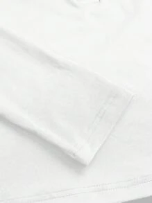 SHEIN EZwear 2件組女款針織長袖T恤，粉色與白色，適合秋冬季節上衣 - 彩色 - 查看 7