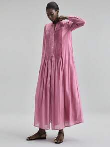 Ontre 2026 Nouvelle collection Printemps/Été Robe longue ample et drapée pour femmes, style élégant minimaliste, bohème. Tenue de plage et vacances - Prune - Voir 5
