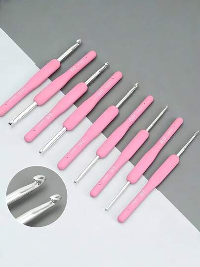 1/3/4/5/6/8/9 件钩针套装带收纳盒，软握人体工学编织针套件，DIY 工艺用品纱线编织工具包括针迹标记（颜色随机）