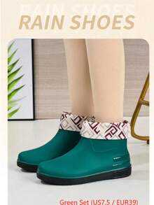 1 Pair New Fashionable Short Tube Rain Boots, Beach Shoes, Casual Shallow Mouth Rain Boots, Low Cut Anti Slip Waterproof Shoes, Suitable For All Seasons