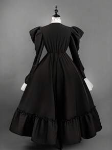 Sweetra Váy Halloween Nuns Gothic Holy-Cross cỡ lớn - Đen và trắng - Xem 2