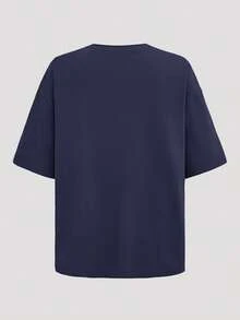 SHEIN Girlism 青少年女孩 2 件套休闲宽松针织圆领插肩袖褶皱图案 T 恤和短裤套装，适合日常穿着、返校、假期、家庭户外春季野餐和各种场合