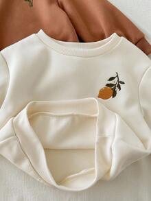 Loomiva 2件套女婴花卉印花柔软针织圆领长袖套头衫套装 - 棕色 - 查看 6