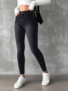 EURMUSE 97%纯棉修身高腰牛仔裤