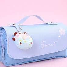 1 件可爱小学生多功能大容量可拆卸甜甜圈形减压铅笔盒返校、铅笔袋、书包 - 粉色 - 查看 21