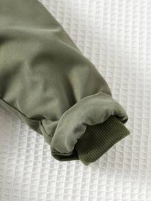 Cozy Pixies 男婴保暖加厚长袖连帽派克大衣，休闲百搭 - 軍綠色 - 查看 9