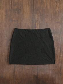 Swim Vcay Summer Beach Drawstring Front Cover Up Skirt - Black - View 2