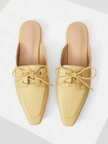 Mnmlis Women's Lace-Up Pointed Toe Backless Flat Casual Shoes - Apricot - View 2