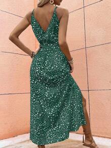 EMERY ROSE Casual Ditsy Floral Print High Slit Cami Dress Maxi Women Outfit