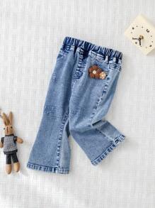 Cozy Pixies Baby Girl 3D Flower Elastic Waist Flared Pants, Versatile & Comfortable