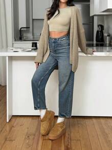 EURMUSE 99% Cotton High Waist Balloon Fit Jean 06-559 - Medium Wash - View 4