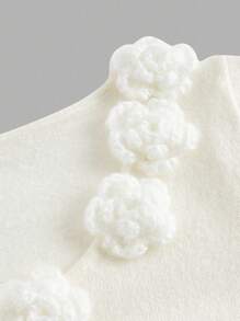 Skyraze Women 3D Floral Trim Pullover Sweater Jumpers Pullover Back-To-School Clothing White Sweater Casual Daily Wear,Tops,Brunch Women,Renaissance Fair,Concert Women, In Fall/Winter - White - View 4