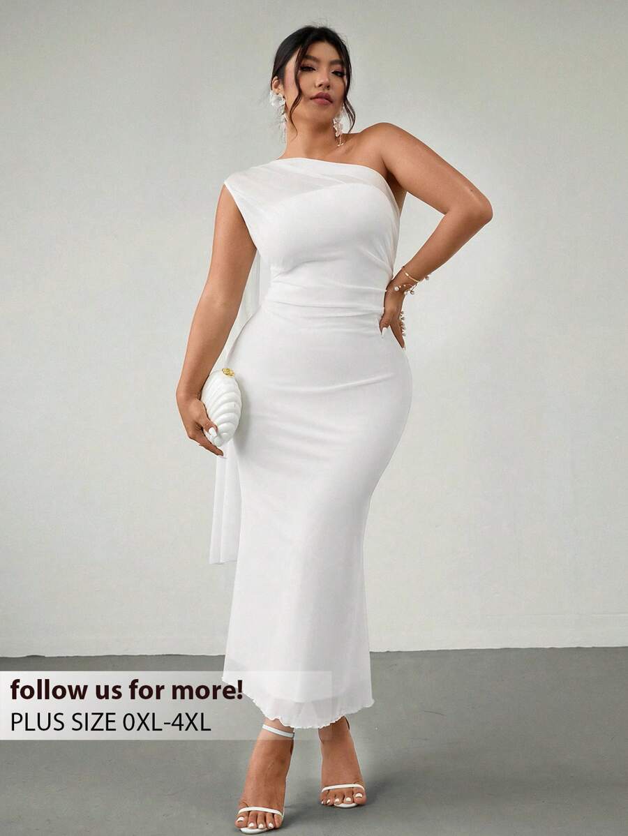 Firerie Váy Maxi Ôm Dáng Lãng Mạn Quyến Rũ Sang Trọng Dành Cho Nữ Cỡ Lớn, Thích Hợp Cho Tiệc, Bãi Biển, Trở Lại Trường, Hẹn Hò Lãng Mạn, Mùa Cưới, Sinh Nhật, Phục Sinh, Xuân/Hè, Ngày Lễ Tình Nhân, Hòa Nhạc, Dịp Trang Trọng, Cocktail, Đám Cưới, Thanh Lịch, Phong Cách Công Sở, Bãi Biển, Tiệc Sinh Nhật - Váy Maxi Nàng Tiên Cá Màu Trắng - trắng - Xem 1