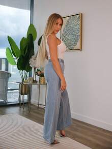 Cioccolato Camiseta sin mangas de punto acanalado con escote en V profundo y espalda de tirantes, color blanco, informal y versátil para mujeres - Blanco - Ver 5