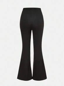 SHEIN Girlism 少女休闲甜美可爱针织圆领拼色蝴蝶结长袖运动衫和黑色罗纹喇叭裤套装，适合秋冬季开学季 - 彩色 - 查看 8