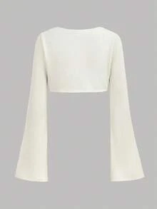 Girlism 2 件套少女米色人造毛皮披肩上衣和修身连衣裙套装，优雅时尚的休闲装 - 杏色 - 查看 9