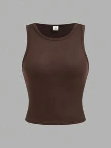 SHEIN Girlism 青少年女孩休闲纯色百搭短款吊带背心，适合所有季节 - 彩色 - 查看 11