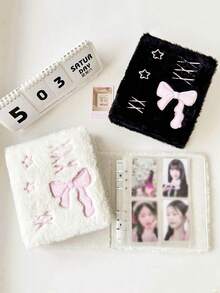 Original Ballet Style Bow Plush A6 Card Album Loose Leaf Inner Page Small Card Star Chasing Storage Card Album Back To School