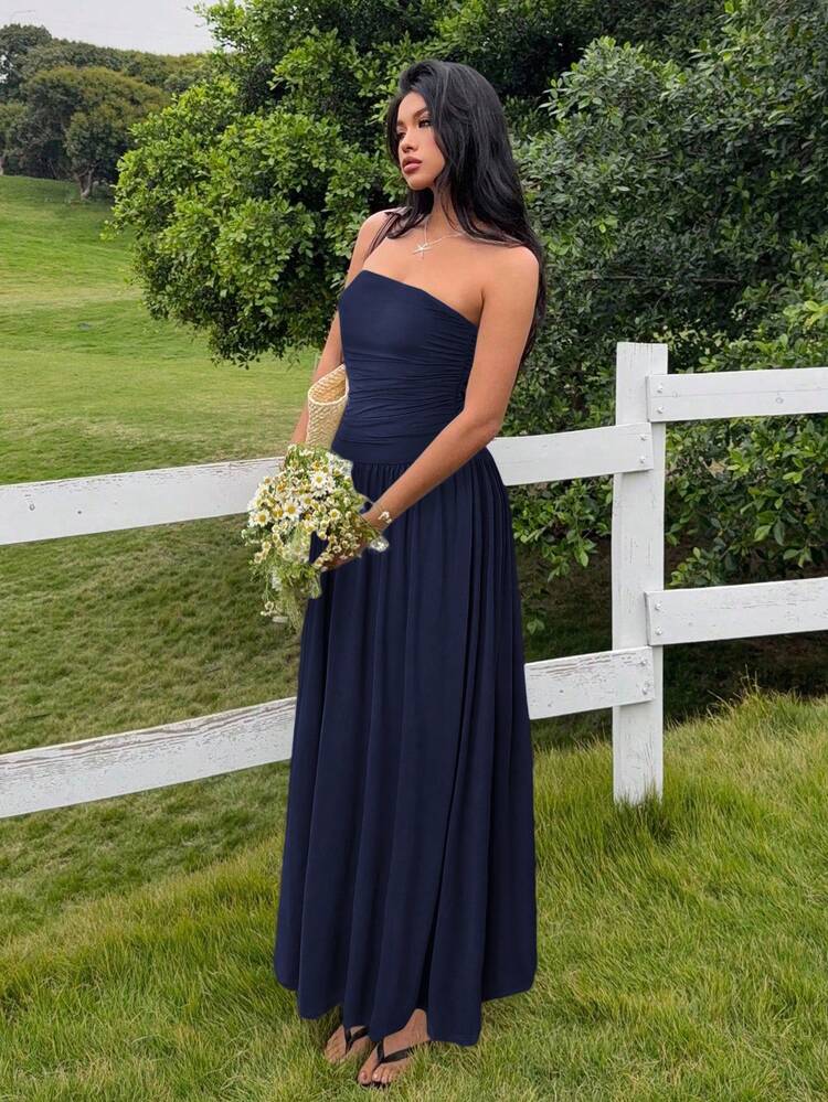 shein navy blue dress EZwear Women's Casual Long Size:16 - Bust 40