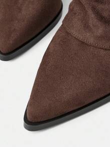 Mnmlis Botas altas de estilo vintage occidental marrón con cremallera - Marrón - Ver 5