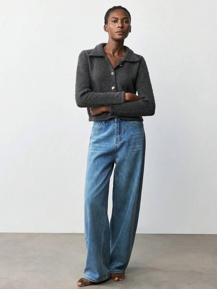 SHEIN Maija Women's Casual Versatile Solid Color Cardigan In Fall/Winter