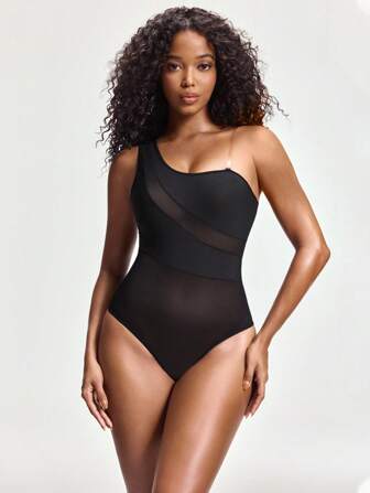 SHEIN Shape Shapewear une pièce pour femmes, amincissant, cintrage de la taille, mise en valeur des courbes, transparent, bouton-pression à l'entrejambe, polyvalent,