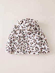 SHEIN Babygirl 秋冬可爱蓬松豹纹连帽夹克 - 粉色 - 查看 9