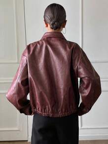 DAZY 女士休闲长袖拉链常规夹克，适合日常穿着，秋季女装皮夹克女式外套