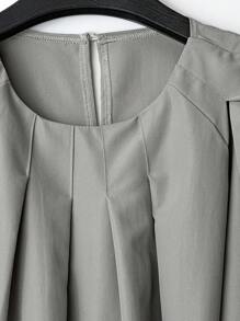 GlowEve Women's Solid Color Pleated Long Sleeve Blouse - Grey - View 5