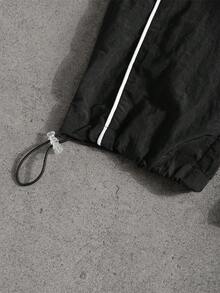 Manfinity Sport Corelite Men's Contrast Color Elastic Waist Drawstring Casual Versatile Sports Pants Men Joggers Men Workout Pants Men Athletic Pants Sweat Pants - Black - View 5