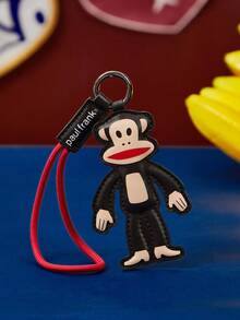 Paul Frank X SHEIN 1 件卡通人物 PU 皮革包饰、钥匙扣、吊坠 - 猴子设计，时尚，可装饰包包、衣服、卡包 - 黑色 - 查看 3