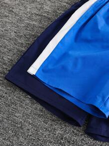 SHEIN 2pcs Teens/Youth Boys Casual Solid Color Workout Sports Shorts,Comfortable Versatile Navy Summer Streetwear,Suitable For School,Leisure,Travel - Royal Blue - View 3