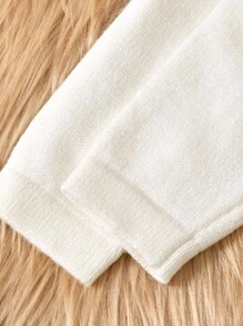 2 件套女婴针织毛衣和裤子套装，长袖，蝴蝶结装饰，象牙白，柔软面料，适合日常、户外、旅行、度假、居家、日托、儿童玩耍 - 白色 - 查看 12