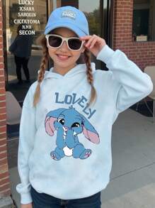 Girls' Casual Cute Cartoon Blue Rabbit Pattern Printed Pullover Sweatshirt Cute Hoodies For Girls Tween Girl Clothes Hoodie Cute Hoodies For Tweens Girls Hoodies Bunny Hoodies For Girls Fall Winter