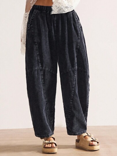 Bohemela Pantalones sueltos de mujer de unicolor tejidos de manera informal