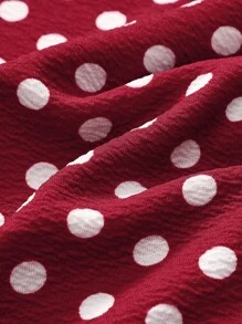 lacRébo 红色波点不对称垂褶领口上衣，度假风，时尚可爱，春季百搭，外出必备，新年法式巴黎风。 - 紅白色 - 查看 9