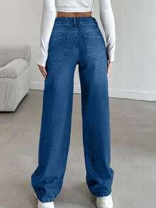 SHEIN Tall LOW RISE STRAIGHT CYT WOMEN BLUE JEAN, Tall Women - Blue - View 2