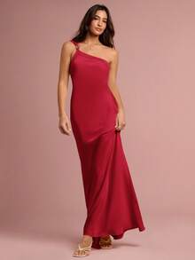 Enchnt Women's Elegant Solid Color Backless Dress - Red - View 6