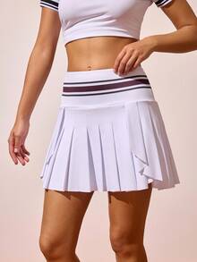 Gameset SHEIN Sport Women's Casual Sports Pleated Skirt/Skort, Suitable For Tennis, Fitness - White - View 3