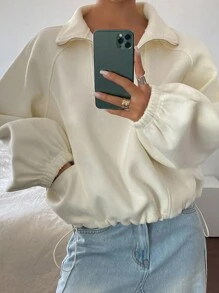 DAZY 女士宽松休闲白色运动衫，秋季新品