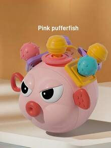 Zazumi 1PC 4.13*3.74in  Chewable BiteResistant EasyGrasp Sensory Teether Ball Colorful Manhattan Toy Cute Pufferfish Shape Educational Developmental Playtime Essential Learning Toy SensoryPlay FineMotorSkills