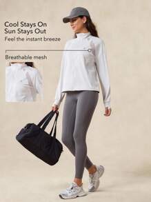 OutZeal 女士防紫外线 UPF50+ 凉爽触感透气网眼防晒夹克日常休闲 - 白色 - 查看 2