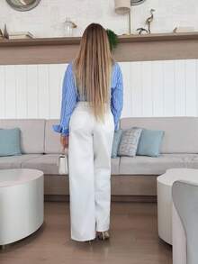 Cioccolato 女式純色日常牛仔褲 - 白色 - 查看 2