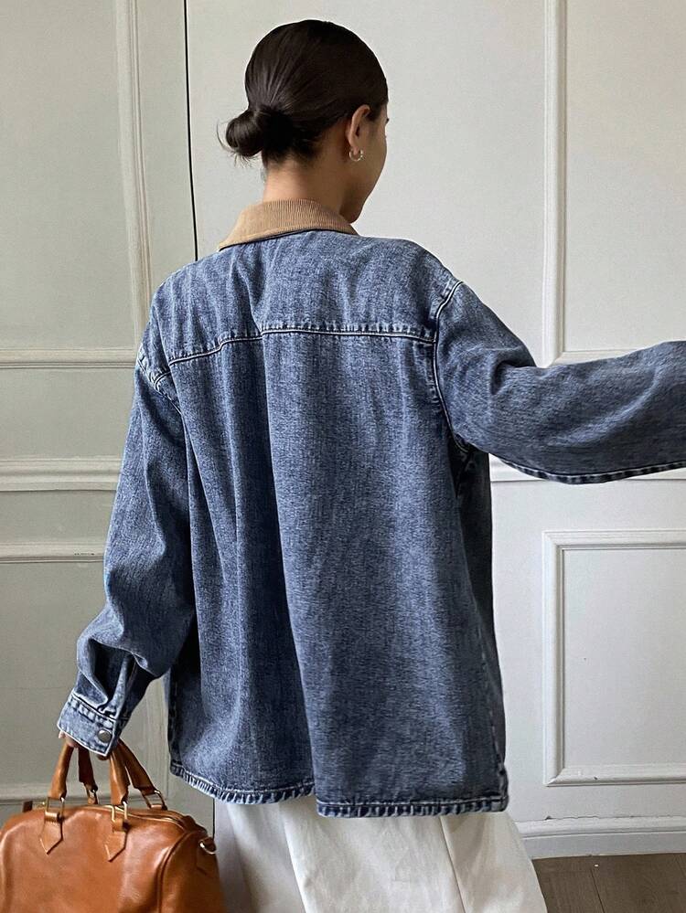 New Autumn Loose Casual Vintage Distressed Women Denim Jacket And Coat