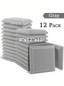 TOUO 6-24 片大号方形斜边吸音泡沫板 12 英寸 x 12 英寸 x 2 英寸/12 英寸 x 12 英寸 x 1.18 英寸，高密度隔音墙板，8 种颜色，工作室和卧室隔音处理，隔音家居配件
