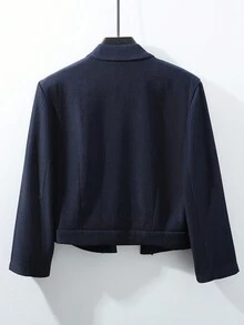 GlowEve 纯色短款3/4袖优雅女士薄款夹克 - 藏蓝色 - 查看 2