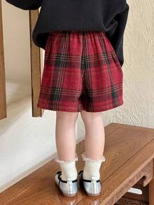 DAZY Young Girls Plaid Korean Style Versatile Autumn/Winter Skirt - Rose Red - View 2